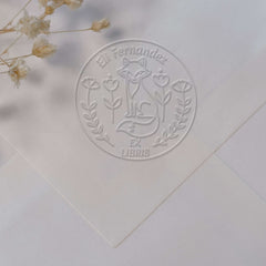 Embosseur Ex-libris renard fleuri