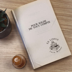 Tampon Ex-libris tas de livres café
