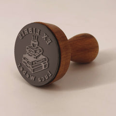 Tampon Ex-libris tas de livres café