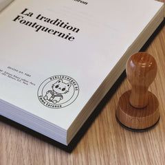 Tampon Ex-libris lecteur chat
