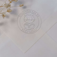 Embosseur Ex-libris lecteur chat