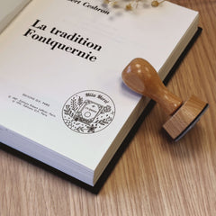 Tampon Ex-libris livre fleuri