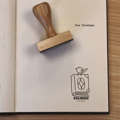 Tampon Ex-libris oiseau sur livre