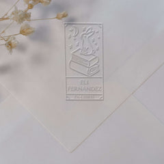 Ex-libris lapin sur livre