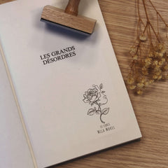 Tampon Ex-libris rose en détails