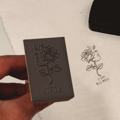 Tampon Ex-libris rose en détails