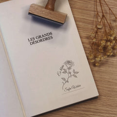 Tampon Ex-libris dessin de rose