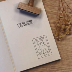 Tampon Ex-libris chat encadré