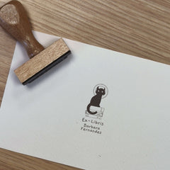 Tampon Ex-libris chat noir