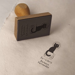 Tampon Ex-libris chat noir