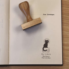Tampon Ex-libris chat noir