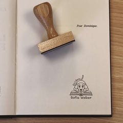 Tampon Ex-libris chien sur livre
