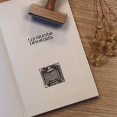 Tampon Ex-libris livre blanc sur noir