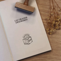 Tampon Ex-libris lectrice livre ouvert