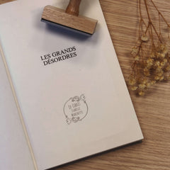 Tampon Ex-libris ornements cercle roses